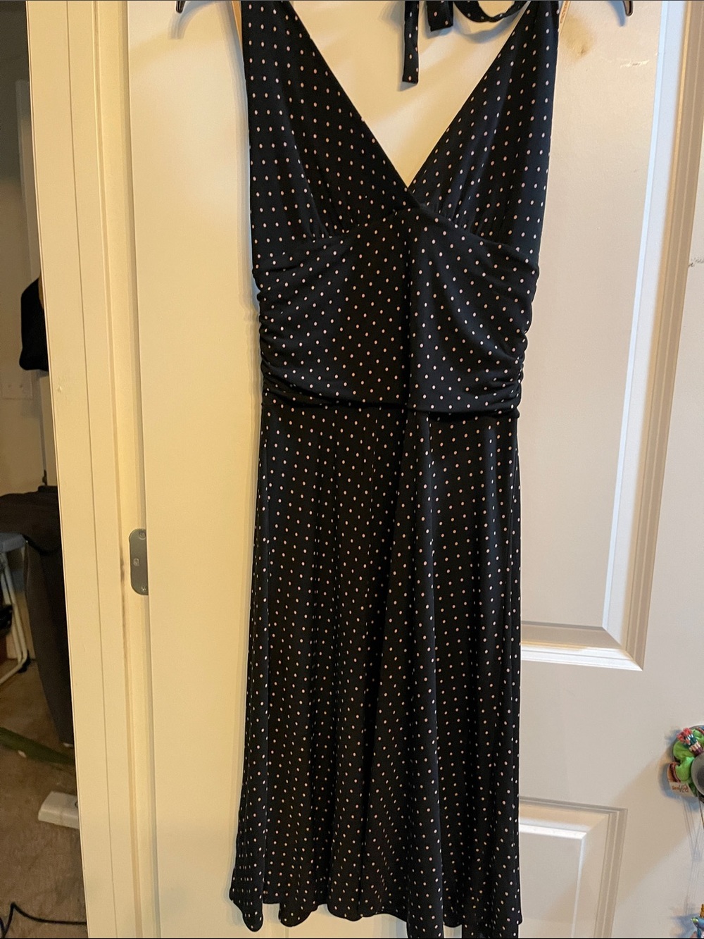 BCBGMaxAzria Black Halter Polka Dot Midi Jumpsuit